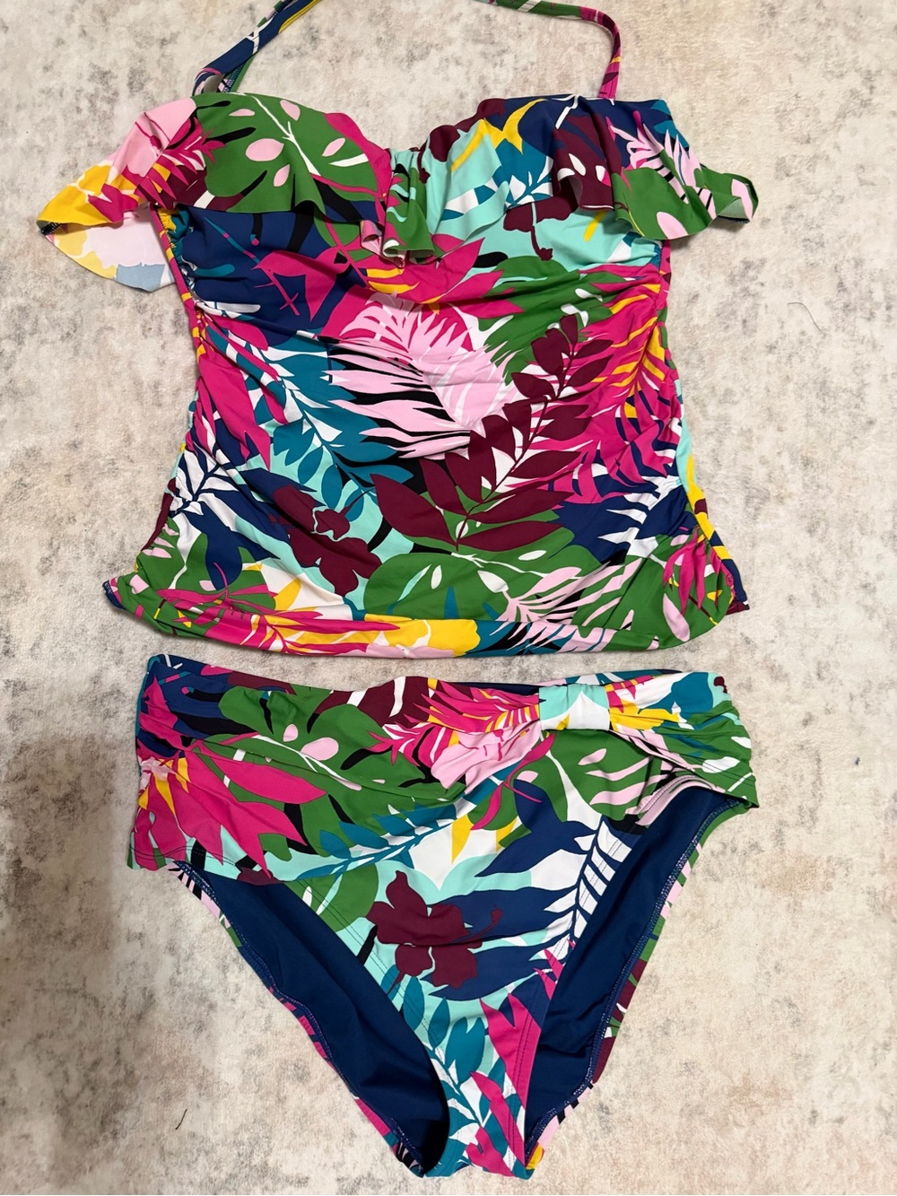 Bleu Rod Beattie Multicolor Tropical Floral Tankini - Pink Green Blue